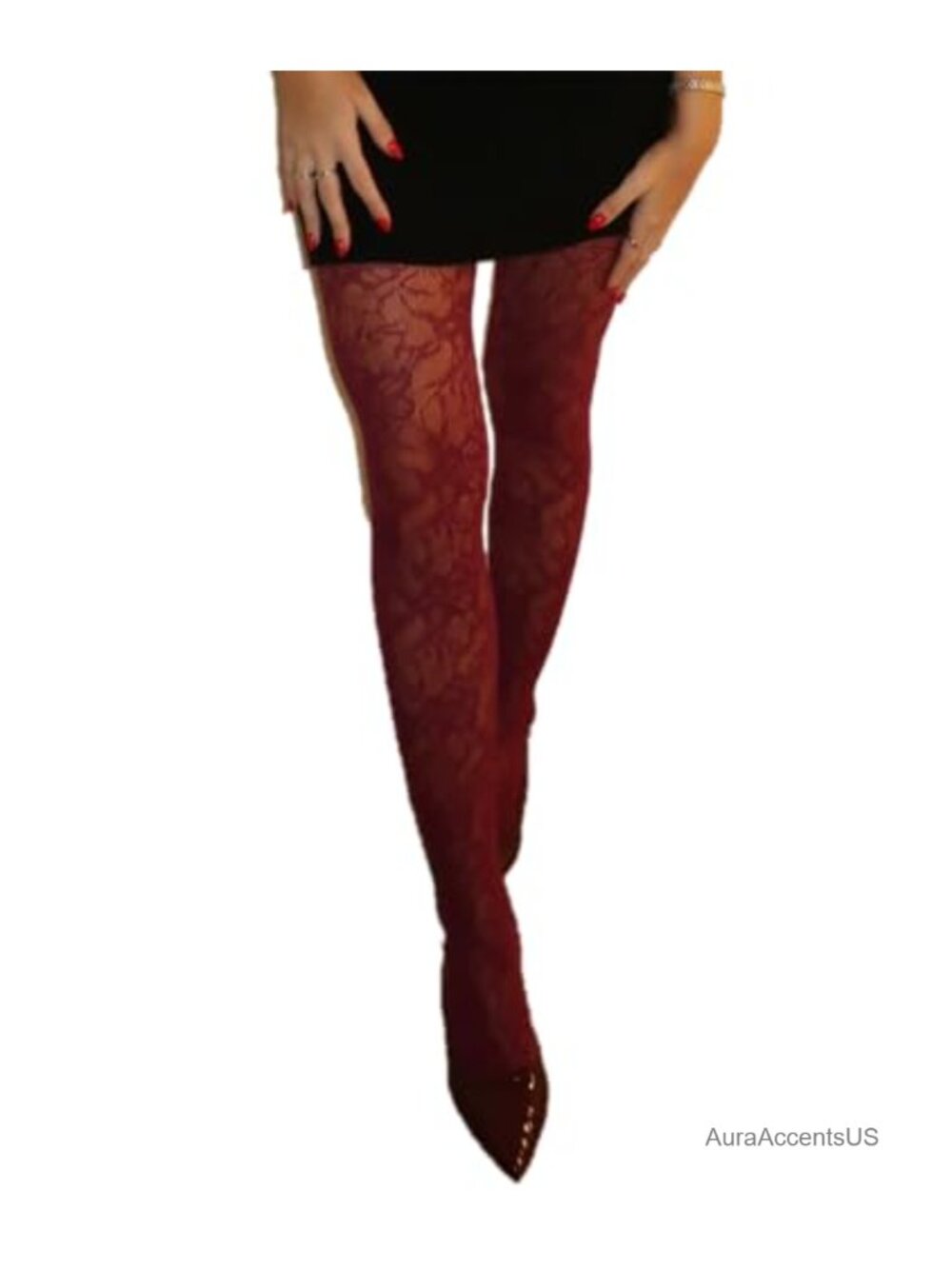 Women's Floral Lace Fishnet Tights Sheer High Waist Hollow Out Pantyhose